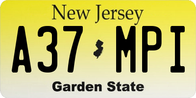 NJ license plate A37MPI