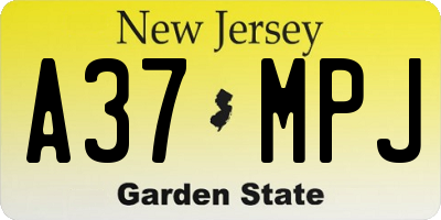 NJ license plate A37MPJ