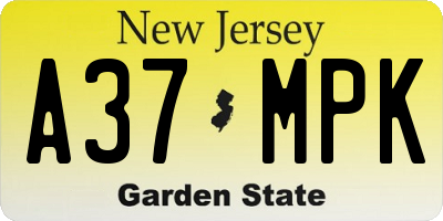 NJ license plate A37MPK