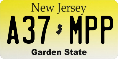 NJ license plate A37MPP