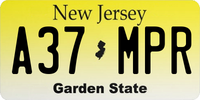 NJ license plate A37MPR