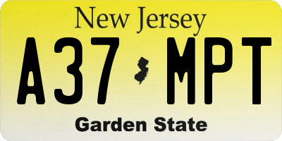 NJ license plate A37MPT