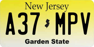 NJ license plate A37MPV