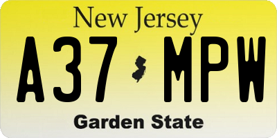 NJ license plate A37MPW