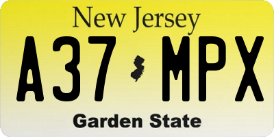 NJ license plate A37MPX
