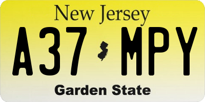NJ license plate A37MPY
