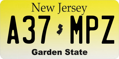 NJ license plate A37MPZ