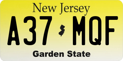 NJ license plate A37MQF