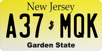 NJ license plate A37MQK