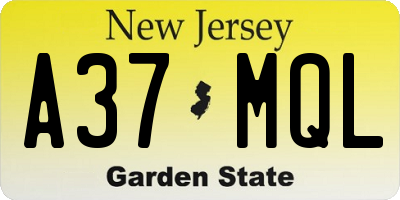 NJ license plate A37MQL