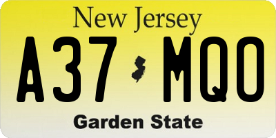 NJ license plate A37MQO