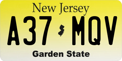 NJ license plate A37MQV