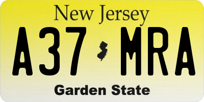NJ license plate A37MRA
