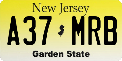 NJ license plate A37MRB