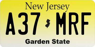 NJ license plate A37MRF
