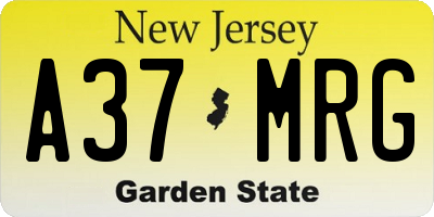 NJ license plate A37MRG