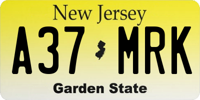 NJ license plate A37MRK