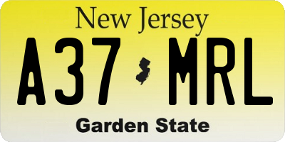 NJ license plate A37MRL