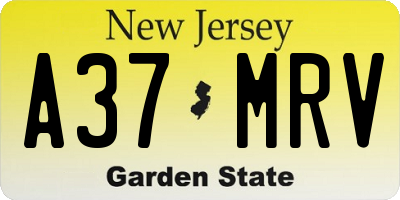 NJ license plate A37MRV