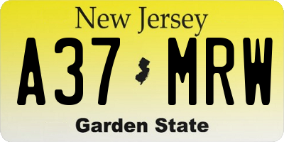 NJ license plate A37MRW