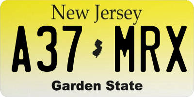 NJ license plate A37MRX