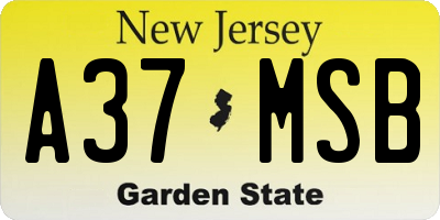 NJ license plate A37MSB