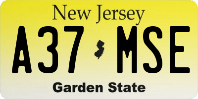 NJ license plate A37MSE