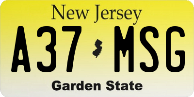 NJ license plate A37MSG