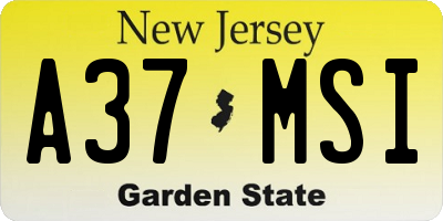 NJ license plate A37MSI