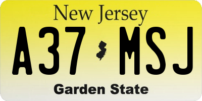 NJ license plate A37MSJ