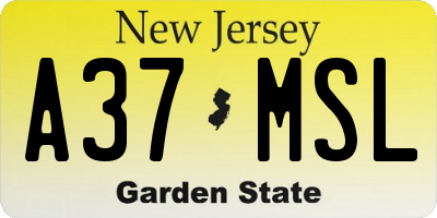 NJ license plate A37MSL