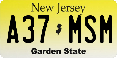 NJ license plate A37MSM