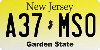 NJ license plate A37MSO