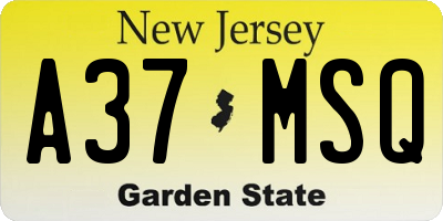 NJ license plate A37MSQ