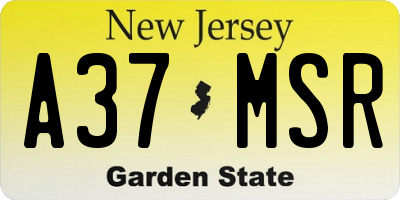 NJ license plate A37MSR