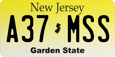 NJ license plate A37MSS
