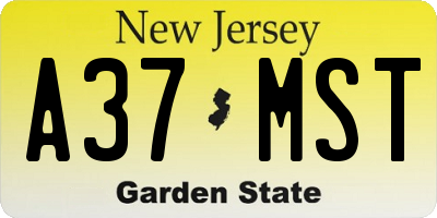 NJ license plate A37MST