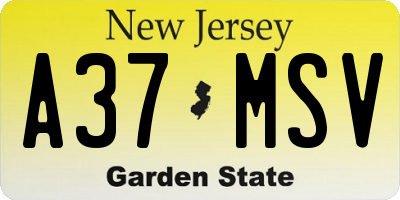 NJ license plate A37MSV