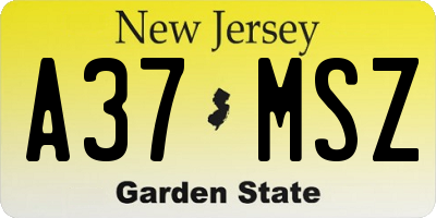 NJ license plate A37MSZ