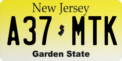 NJ license plate A37MTK