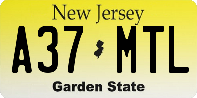 NJ license plate A37MTL