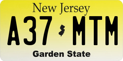 NJ license plate A37MTM