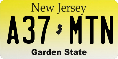 NJ license plate A37MTN
