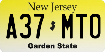 NJ license plate A37MTO