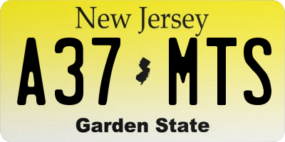 NJ license plate A37MTS