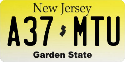 NJ license plate A37MTU