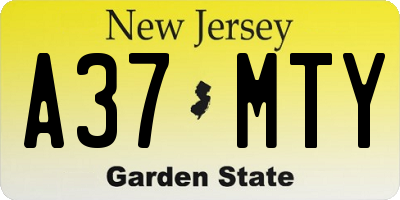 NJ license plate A37MTY