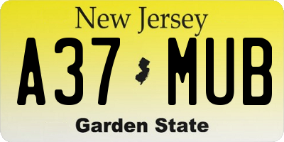 NJ license plate A37MUB
