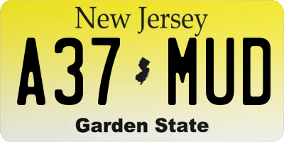 NJ license plate A37MUD