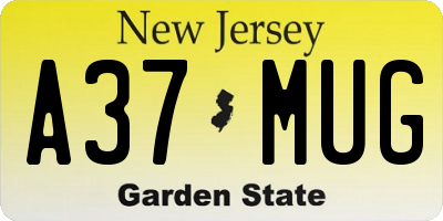 NJ license plate A37MUG